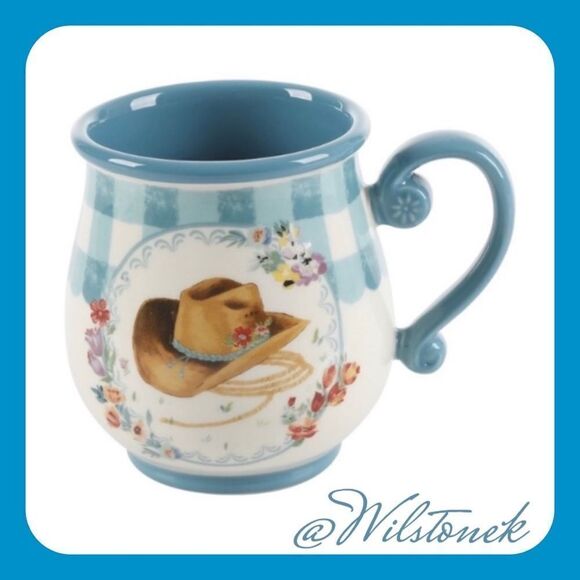 💕The Pioneer Woman Hat 16 ounce Gingham latte mug - Picture 1 of 2